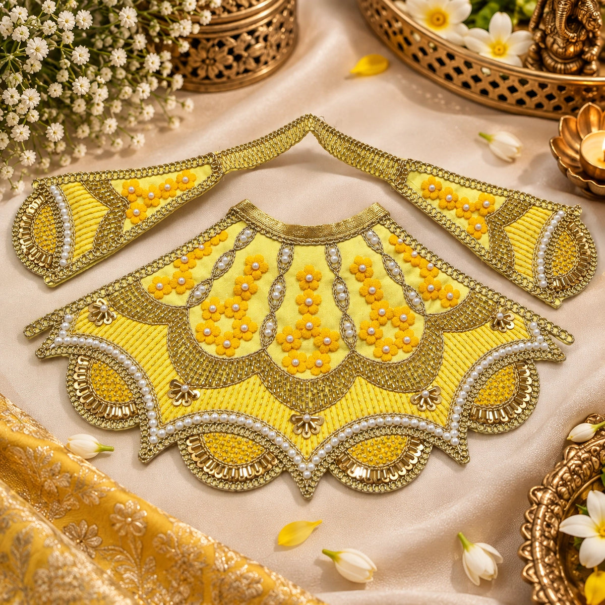 Braj Pushpa Madhuri Lehenga Patka - Yellow