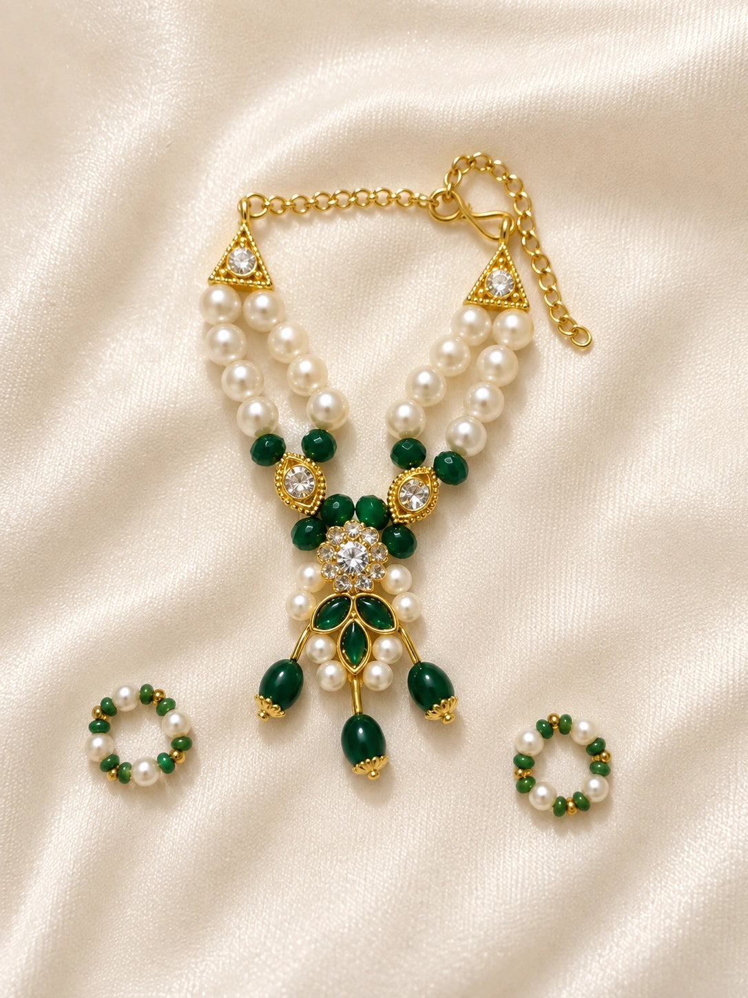 Shri Braj Gulab Ratna Haar Set - Green