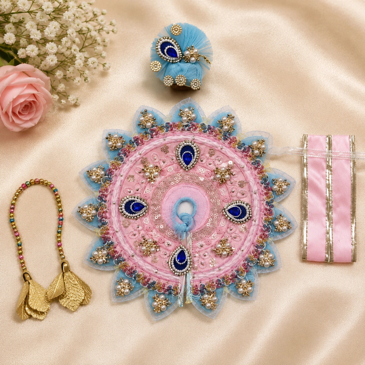 Shri Braj Kamal Madhuri Shringar Poshak Set- Pink