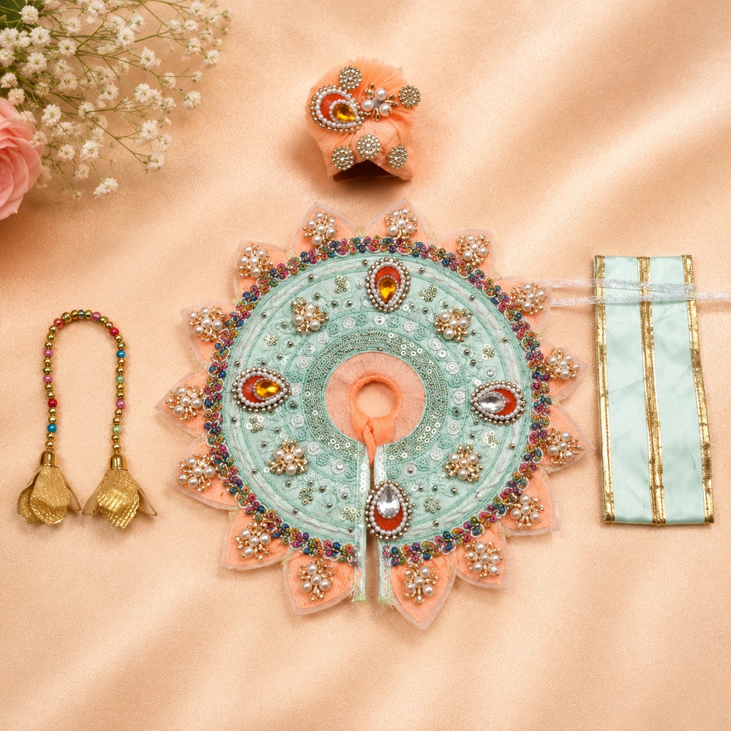 Shri Braj Kamal Madhuri Shringar Poshak Set- Ice Blue