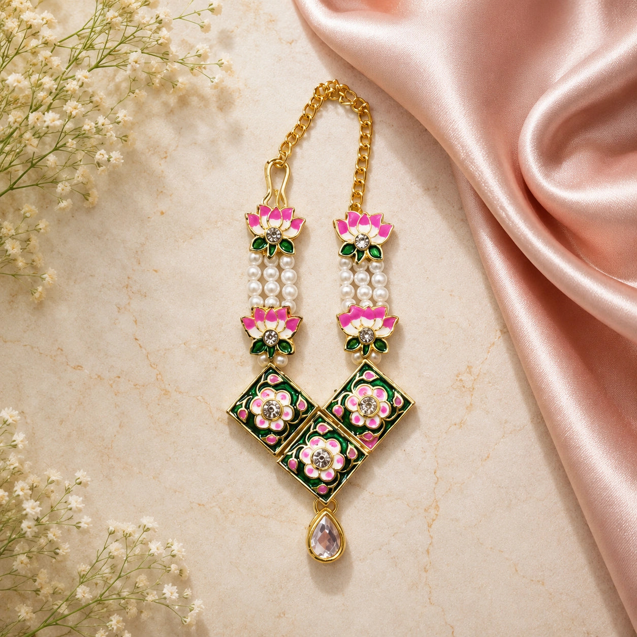 Kamal Vrinda Haar – Lotus Pearl Mala for Laddu Gopal Ji