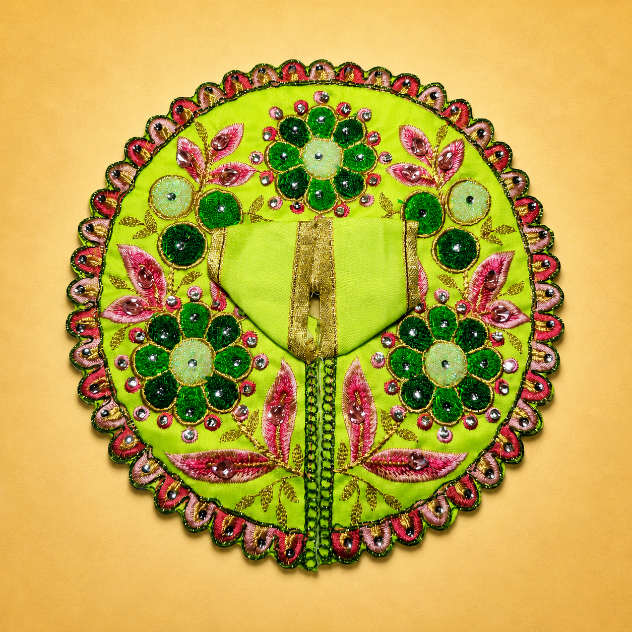 Shri Braj Raasjyoti Parrot Green Poshak – Designer Laddu Gopal Shringar Dress | Mathura Vrindavan Handcrafted