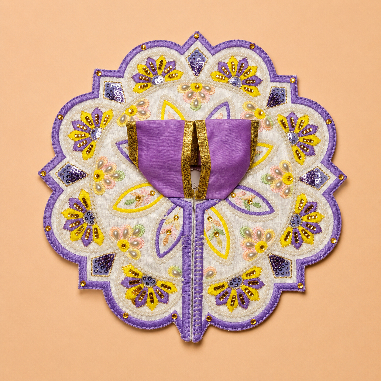 Shri Braj Padmavilas Lavender Poshak – Designer Laddu Gopal Lotus Shringar Dress | Mathura Vrindavan Handcrafted