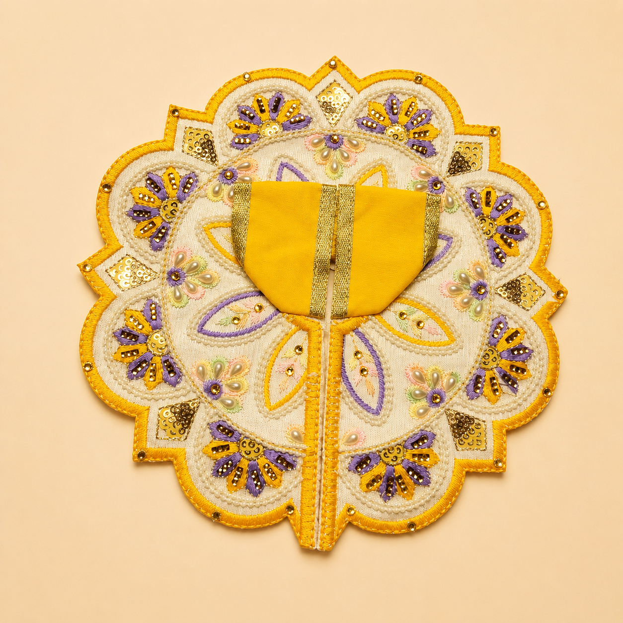 Shri Braj Padmavilas Kesari Poshak – Designer Laddu Gopal Lotus Shringar Dress | Mathura Vrindavan Handcrafted