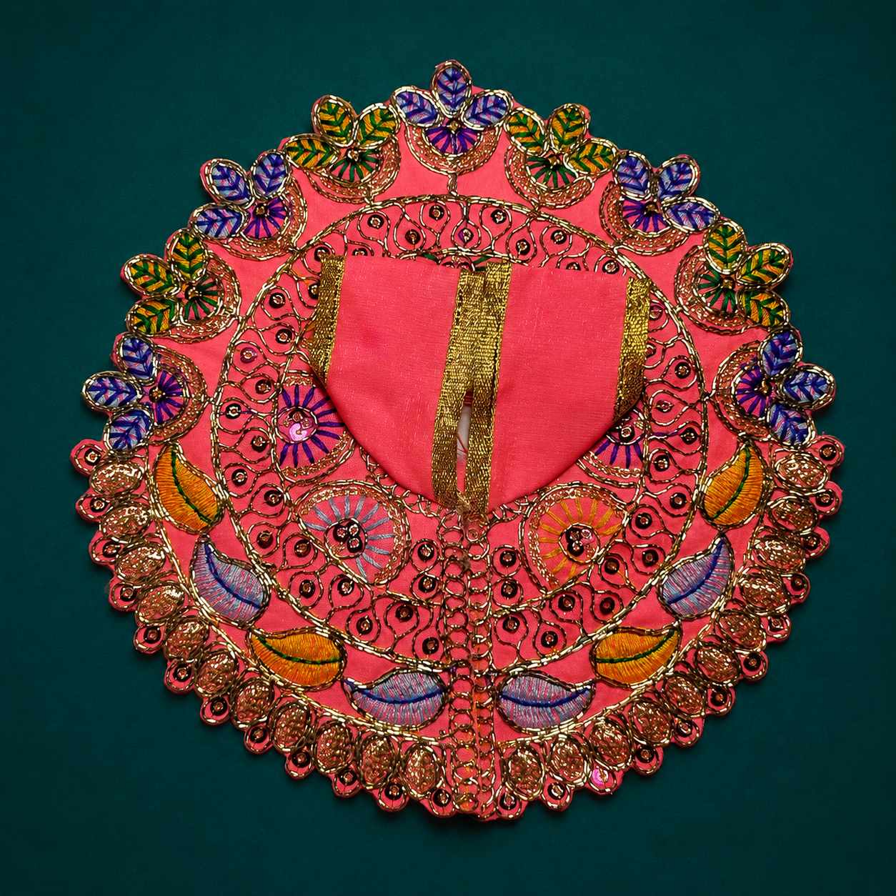 Shri Barsana Rangras Red Poshak – Designer Laddu Gopal Floral Shringar Dress | Mathura Vrindavan Handcrafted