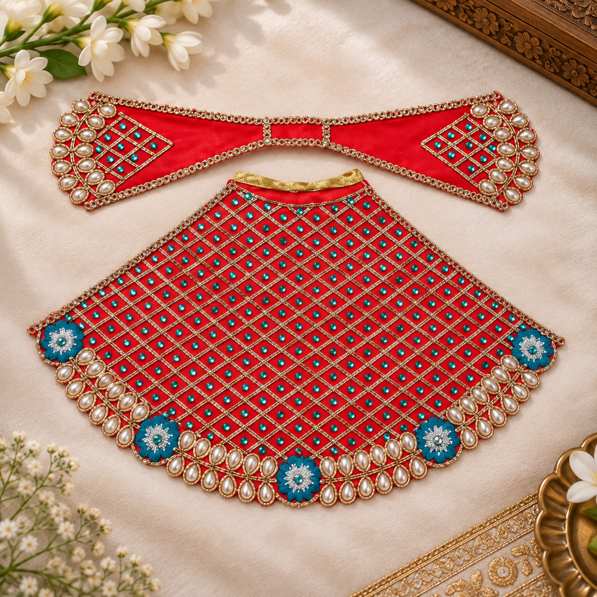 Braj Madhurima Lehenga Patka Poshak - Red