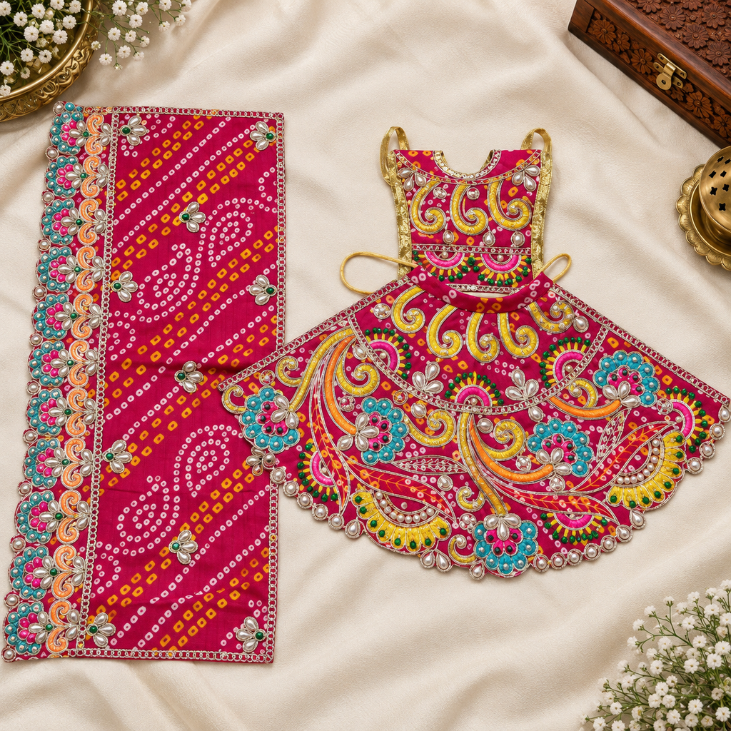 Braj Rang Utsav 3 Pcs Durga Mata Poshak - Pink