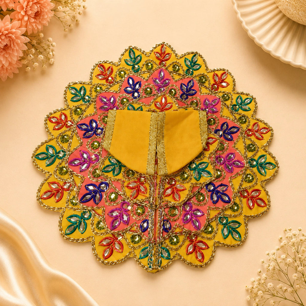 Shri Braj Rajat Mayur Shringar Poshak- Yellow