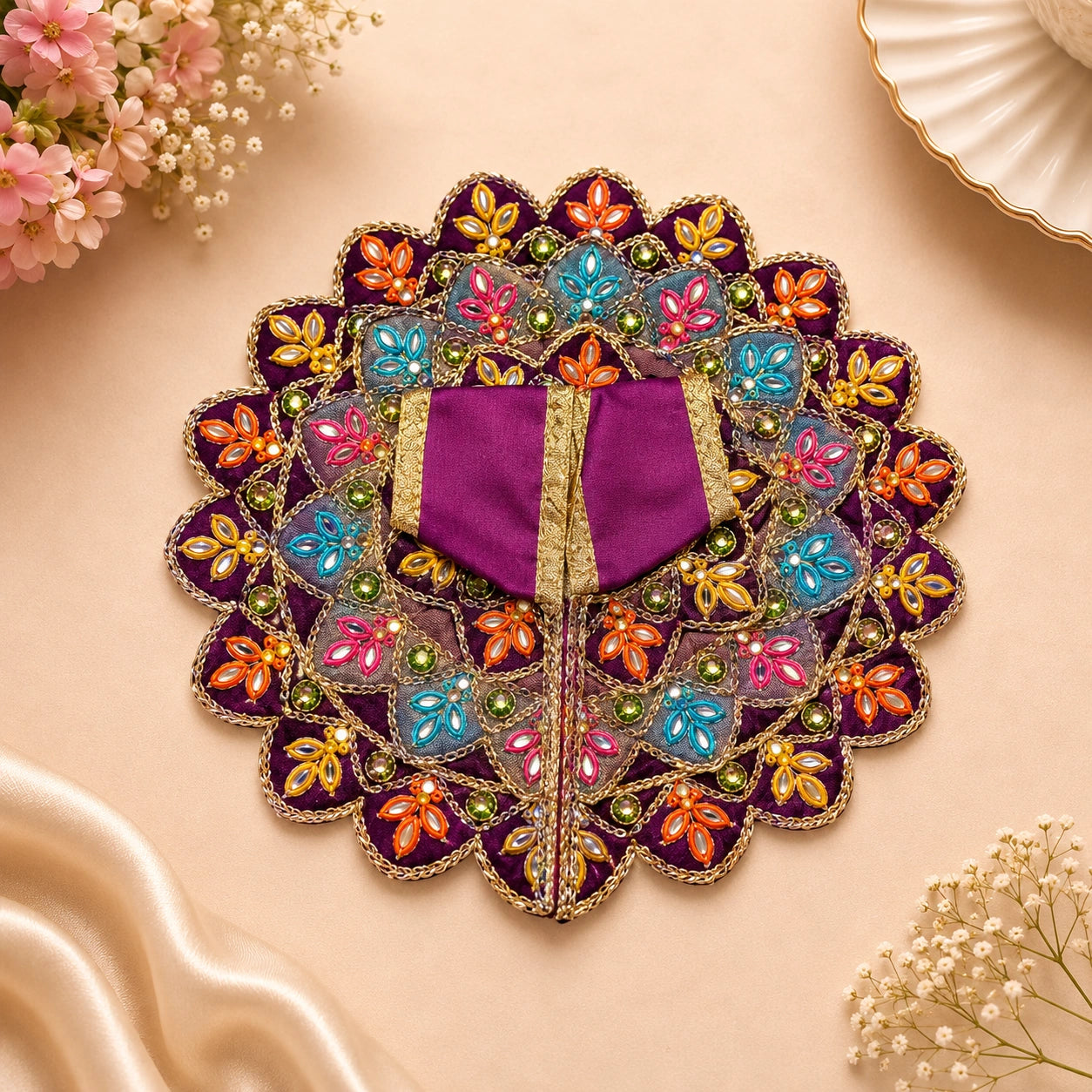 Shri Braj Rajat Mayur Shringar Poshak- Purple