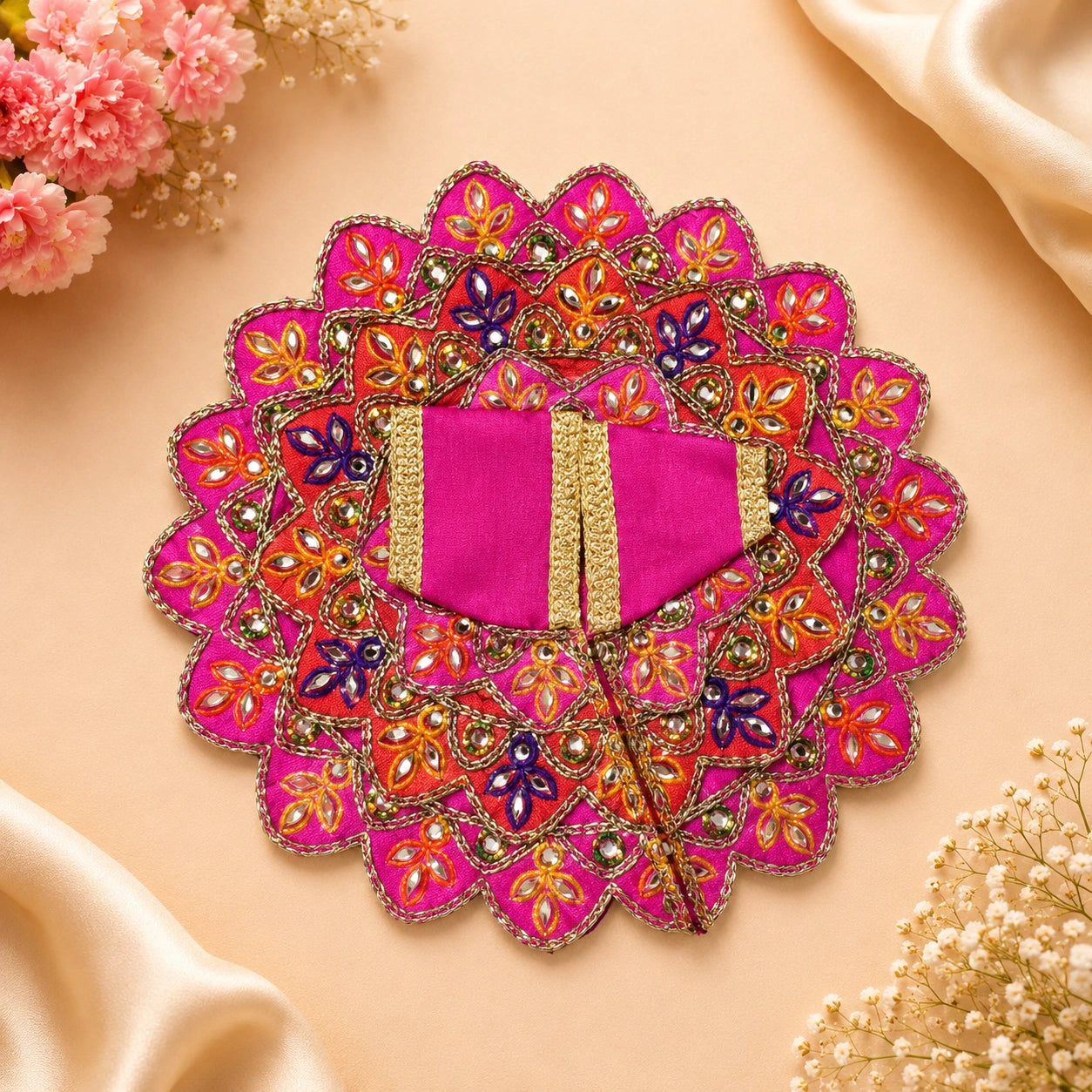 Shri Braj Rajat Mayur Shringar Poshak- Pink