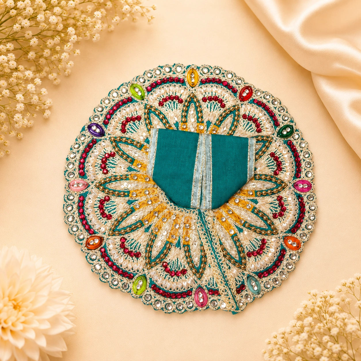 Shri Braj Gulabi Pushpa Shringar Poshak- Blue