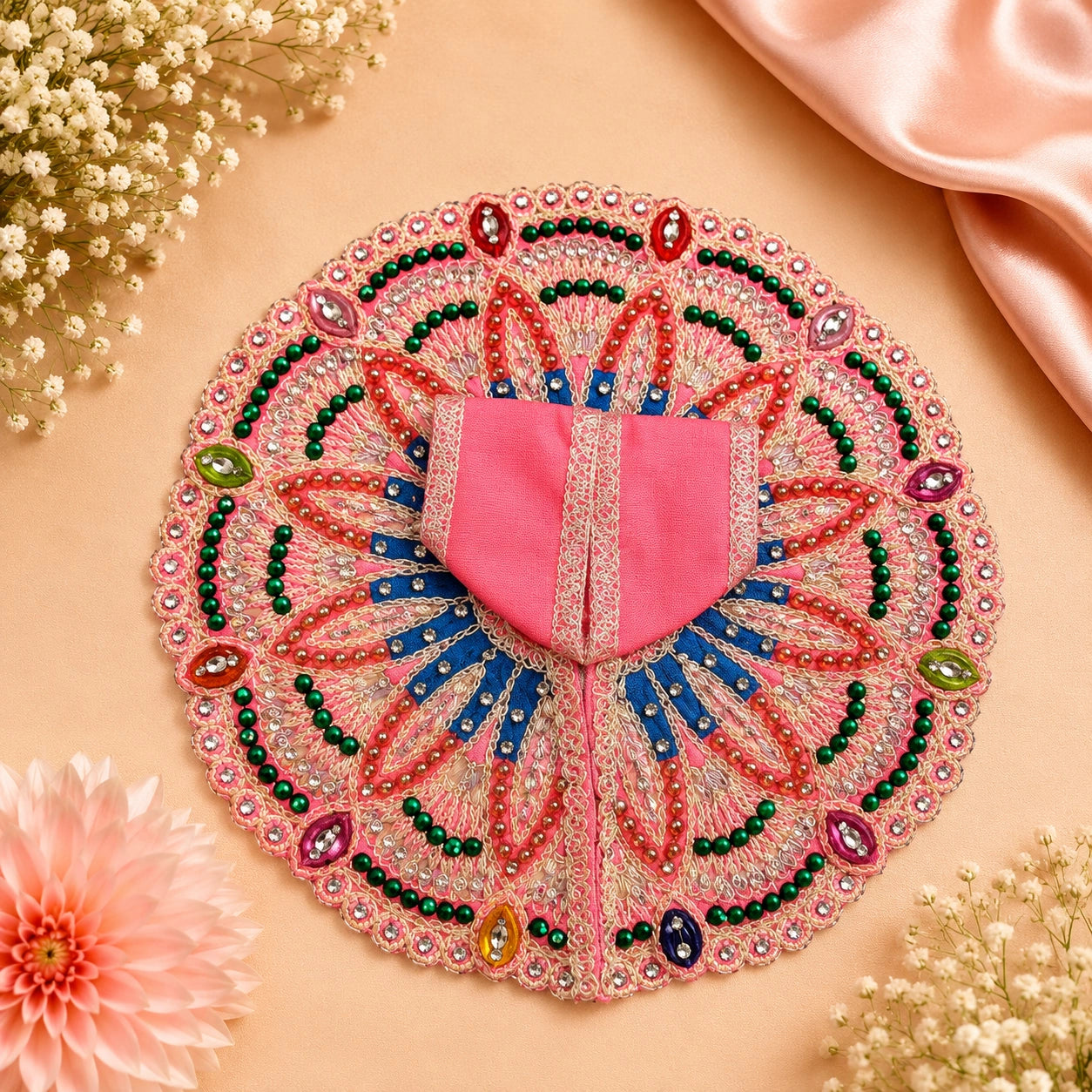 Shri Braj Gulabi Pushpa Shringar Poshak- Pink