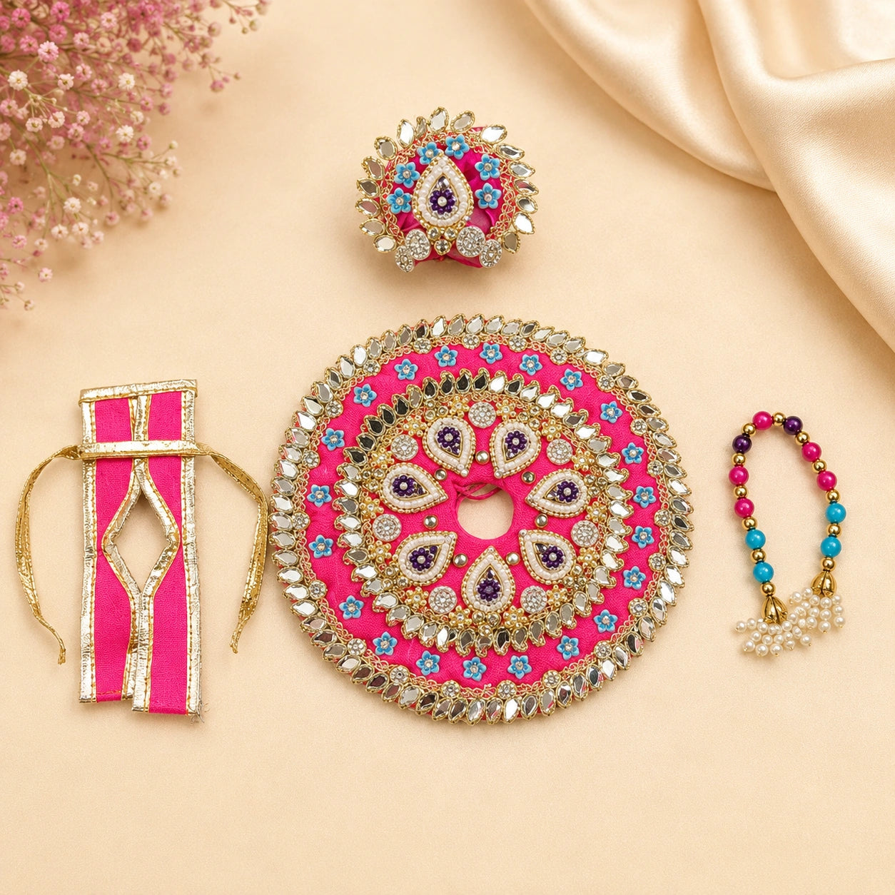 Shri Braj Gulabi Ratna Shringar Poshak Set