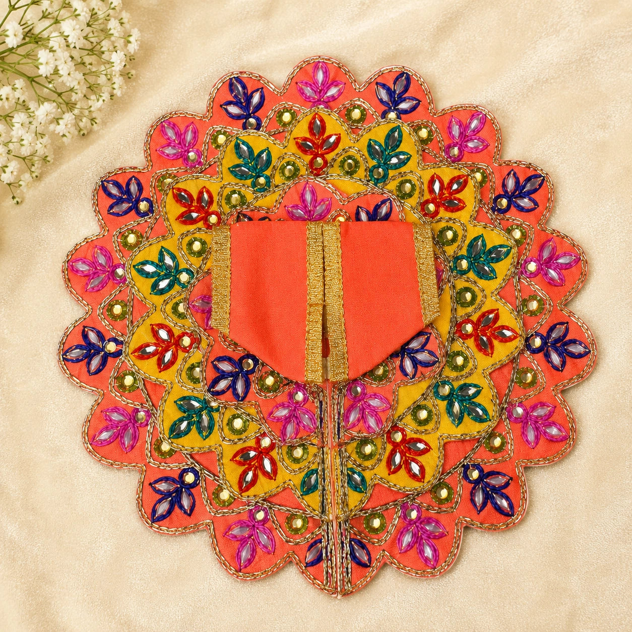 Shri Braj Rajat Mayur Shringar Poshak- Orange