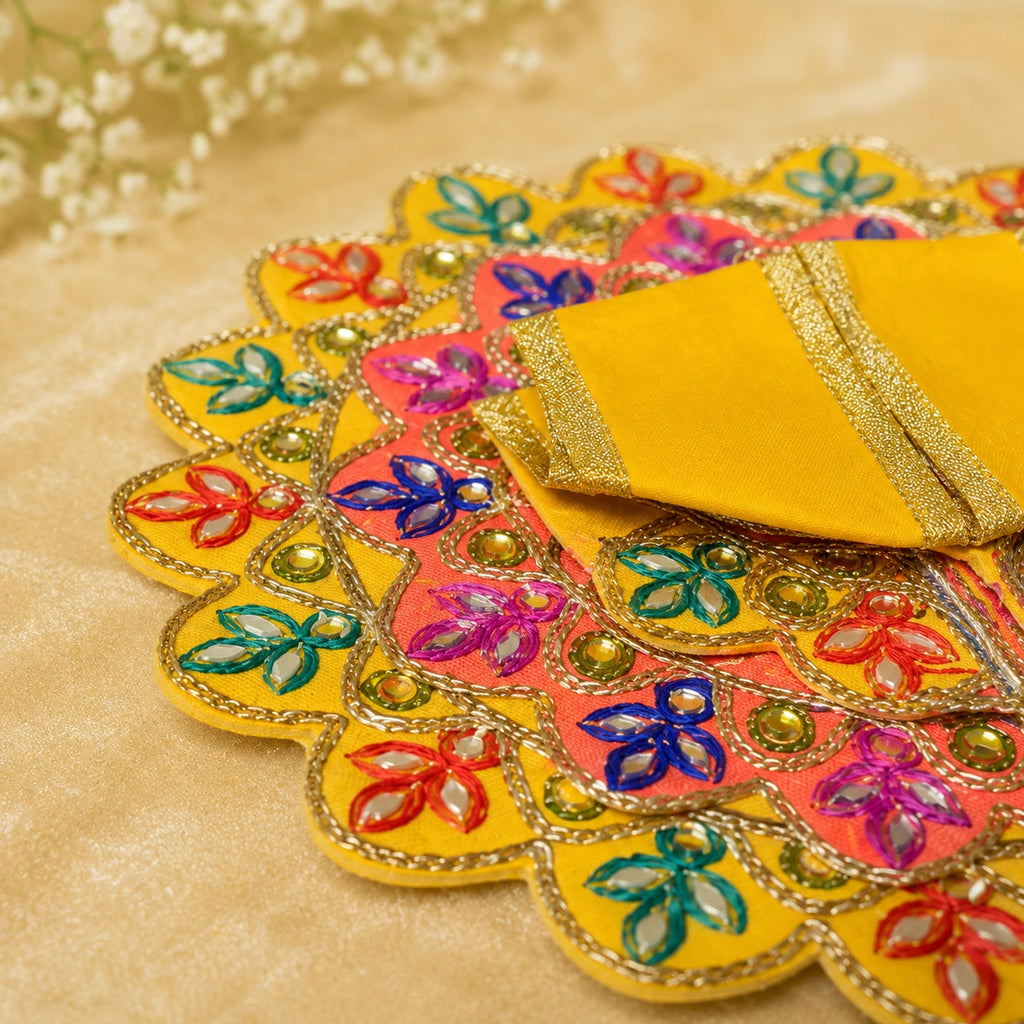 Shri Braj Rajat Mayur Shringar Poshak- Yellow
