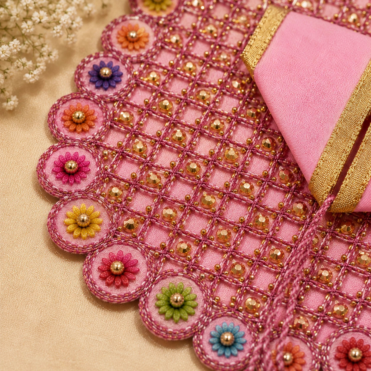 Shri Braj Neelpushp Ratnarekha Poshak - PINK