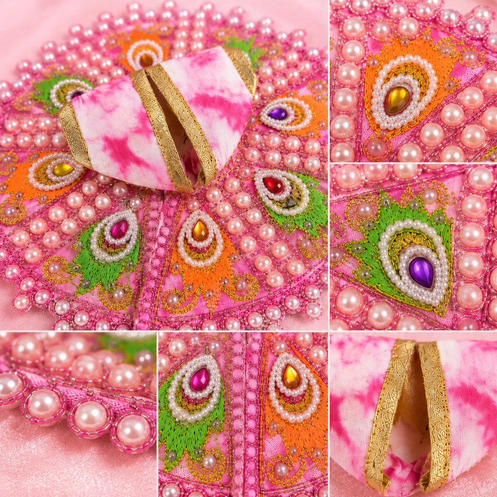 Shri Braj Morpankh Pearl Shringar Poshak for Laddu Gopal Ji -Pink