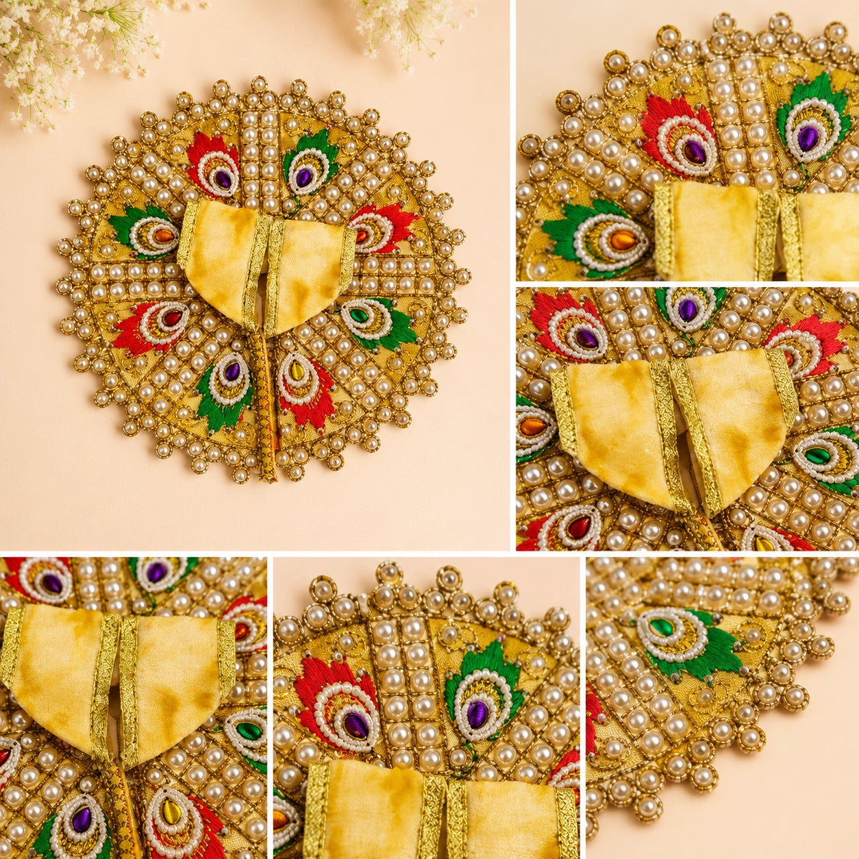Shri Braj Morpankh Pearl Shringar Poshak for Laddu Gopal Ji - YELLOW