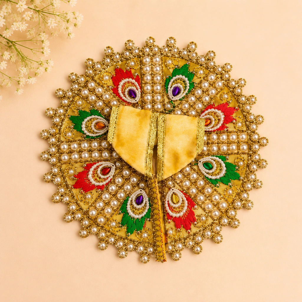 Shri Braj Morpankh Pearl Shringar Poshak for Laddu Gopal Ji - YELLOW