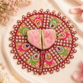 Shri Braj Morpankh Pearl Shringar Poshak for Laddu Gopal Ji - RED-PINK