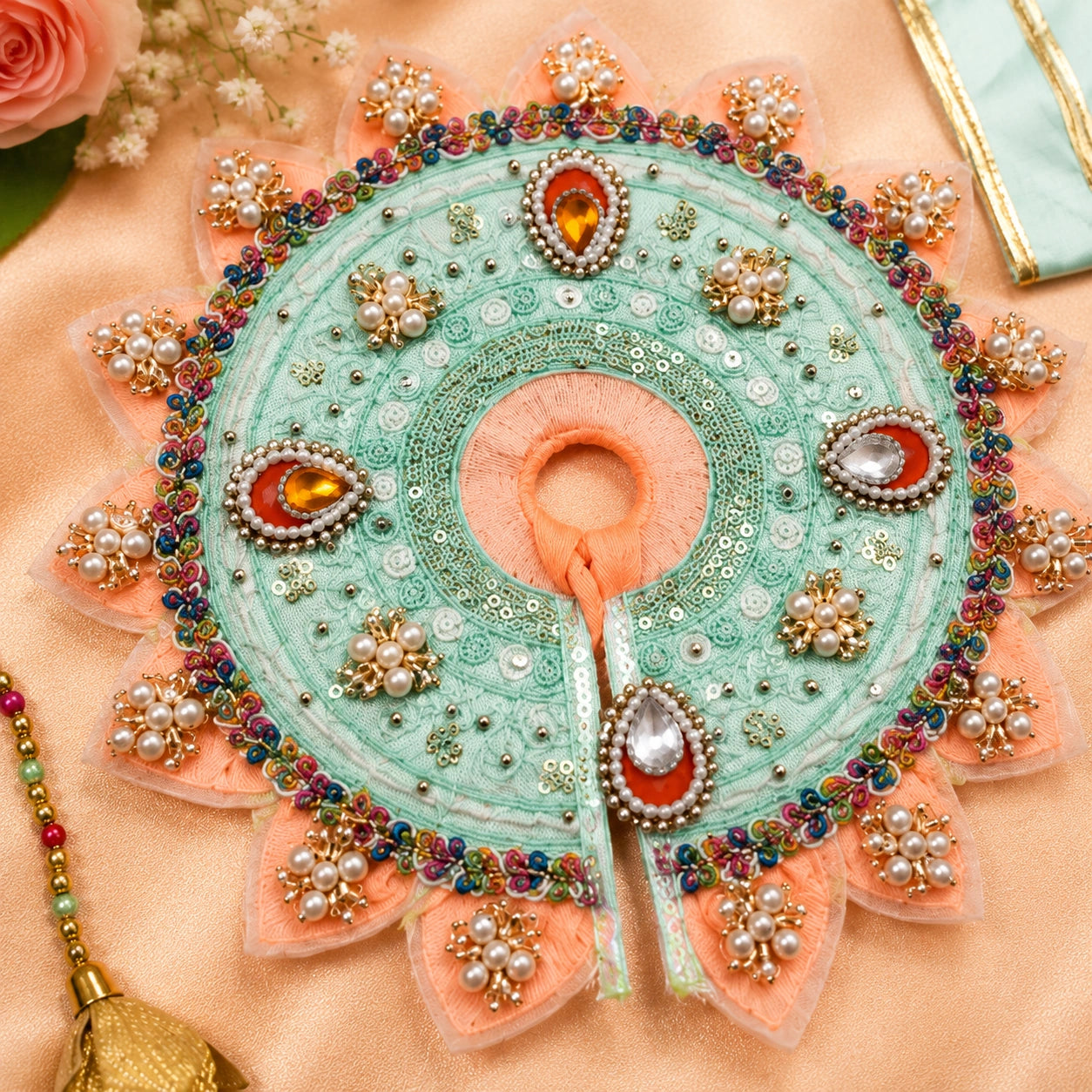 Shri Braj Kamal Madhuri Shringar Poshak Set- Ice Blue