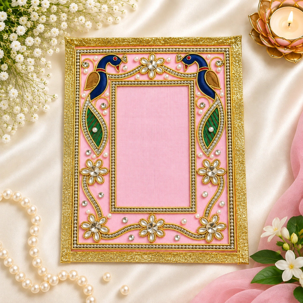 Braj Rajsi Mayur Photo Frame Poshak - Pink