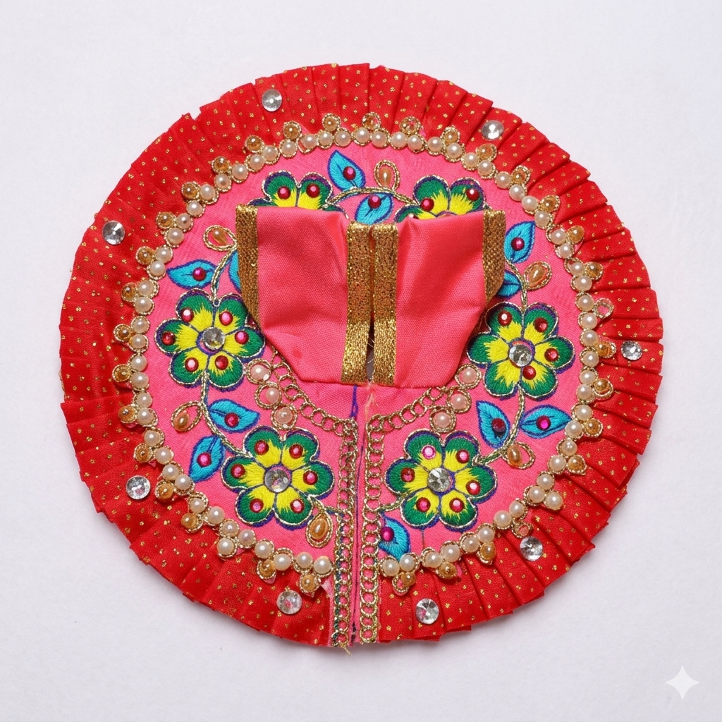 Vrindavan Red Phool Dress