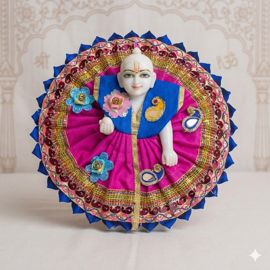 Vrindavan Flower Chandrika Pink Blue Poshaak