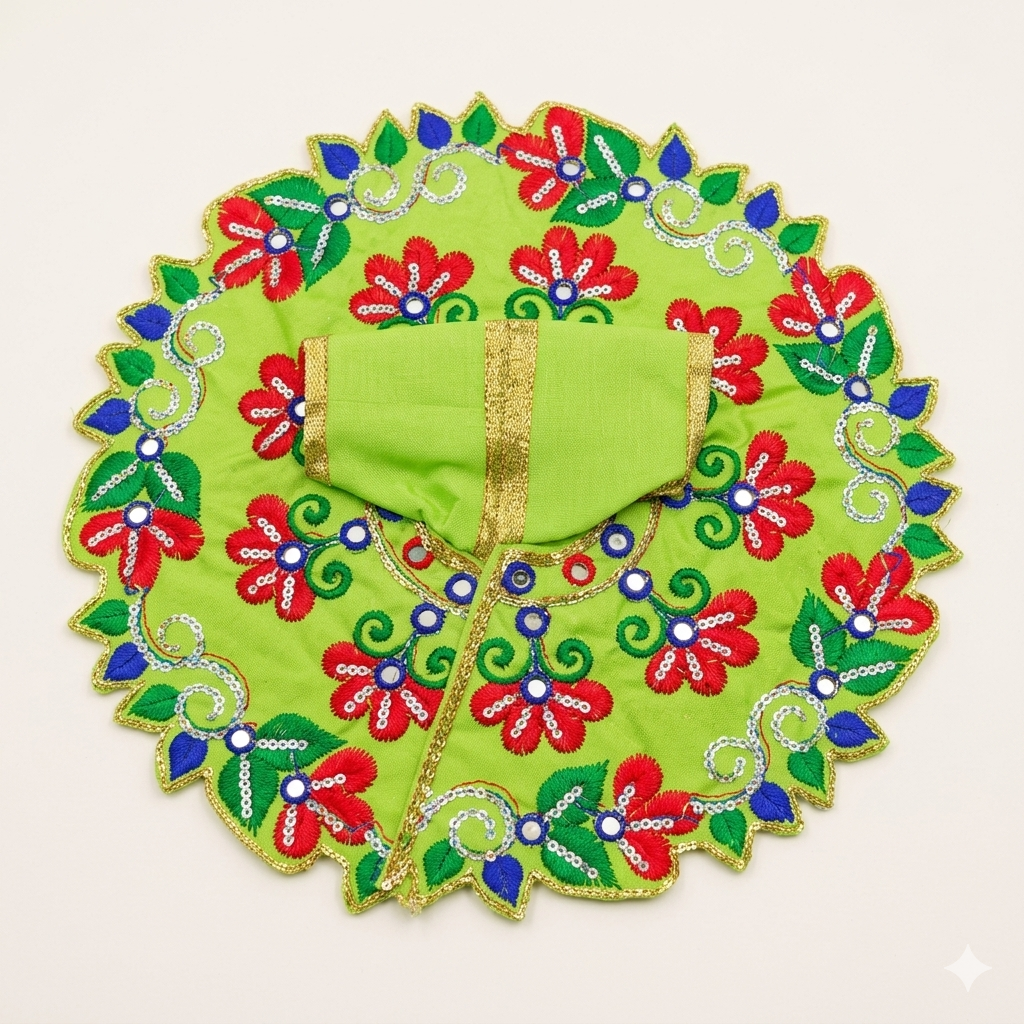 Vrindavan Braj Flower Dress Green