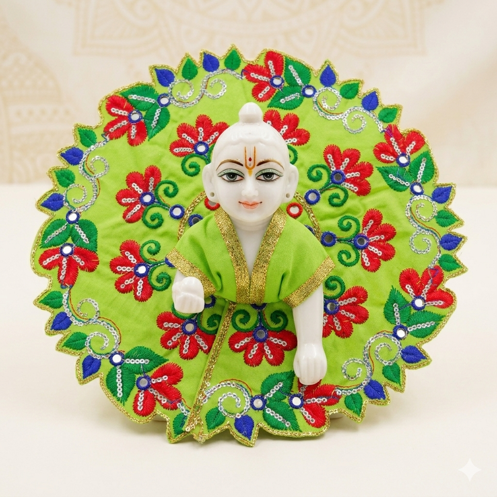 Vrindavan Braj Flower Dress Green