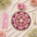 Braj Madhuri 3 Pcs Poshak with Pagdi & Mala - PINK
