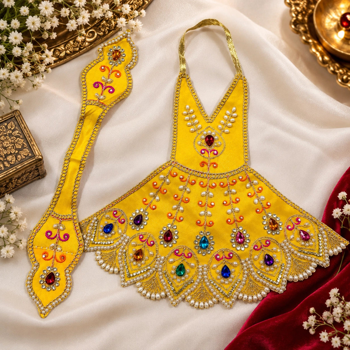 Braj Ras Madhuri 2 Pcs Durga Mata Poshak- Yellow