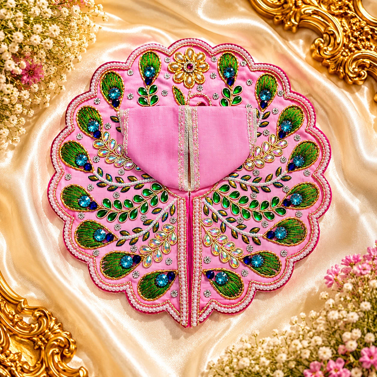 Barsana Gulabi Morpankh Jadi Shringar Poshak