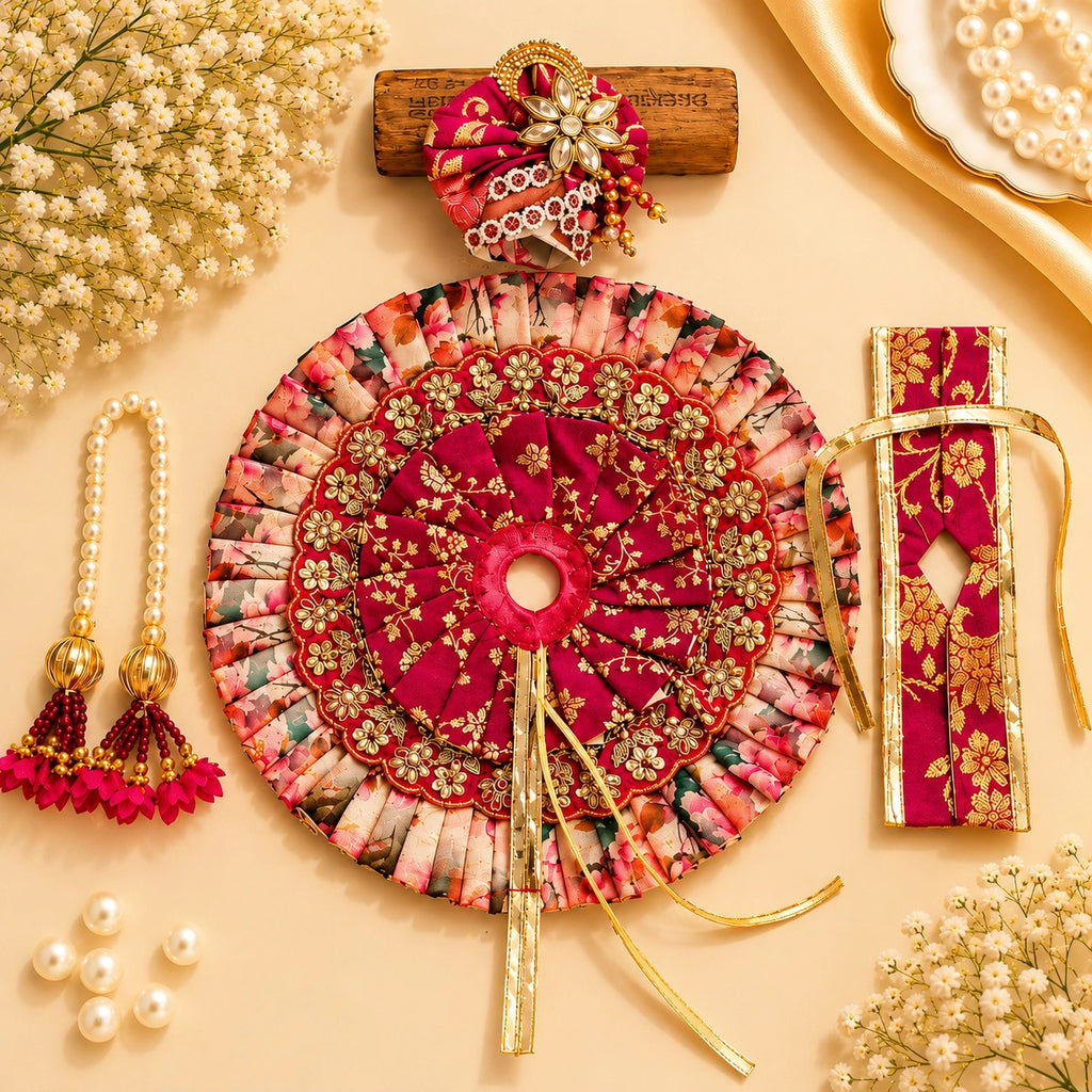 Shri Braj Surangini Shringar Poshak – Designer Laddu Gopal Floral Dress Set | Mathura Vrindavan Handcrafted