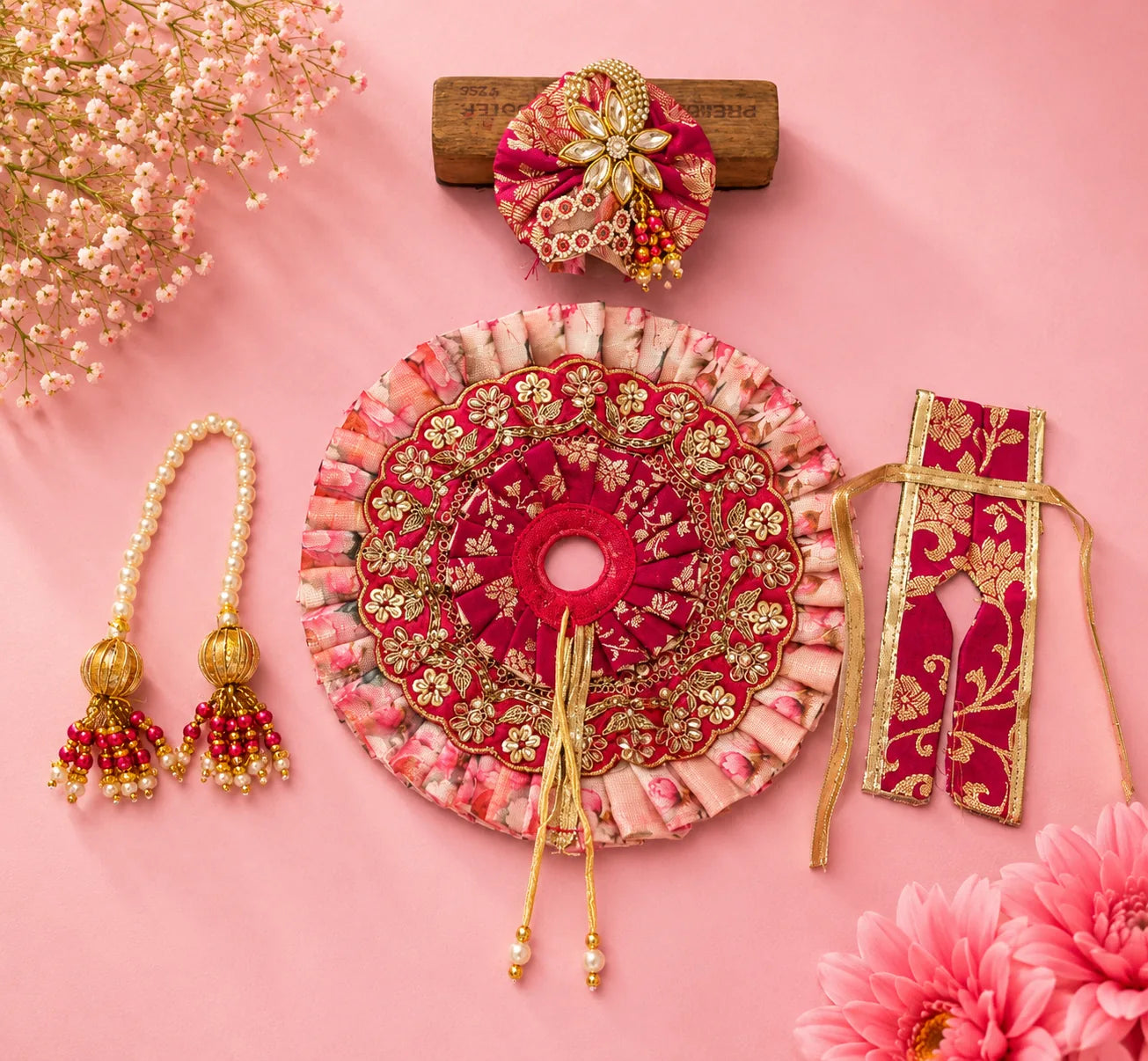 Shri Braj Surangini Shringar Poshak – Designer Laddu Gopal Floral Dress Set | Mathura Vrindavan Handcrafted