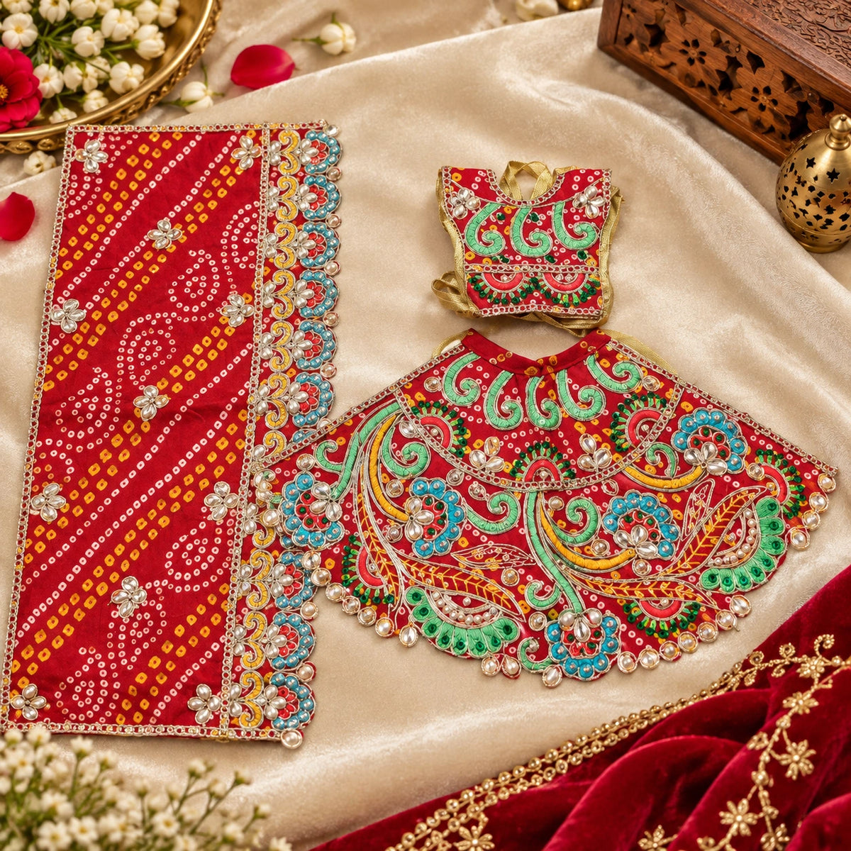 Braj Rang Utsav 3 Pcs Durga Mata Poshak - Red