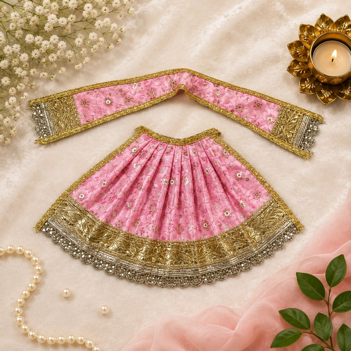 Braj Madhuri Lehenga Patka Poshak - Pink