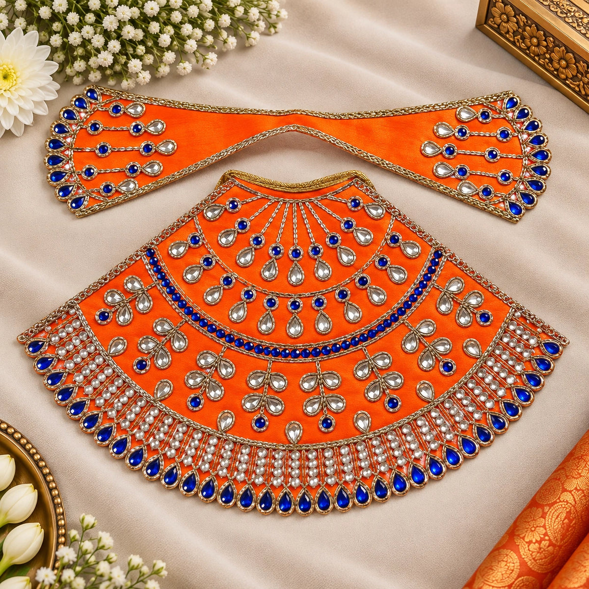 Braj Neel Ratna Lehenga Patka Poshak- Orange