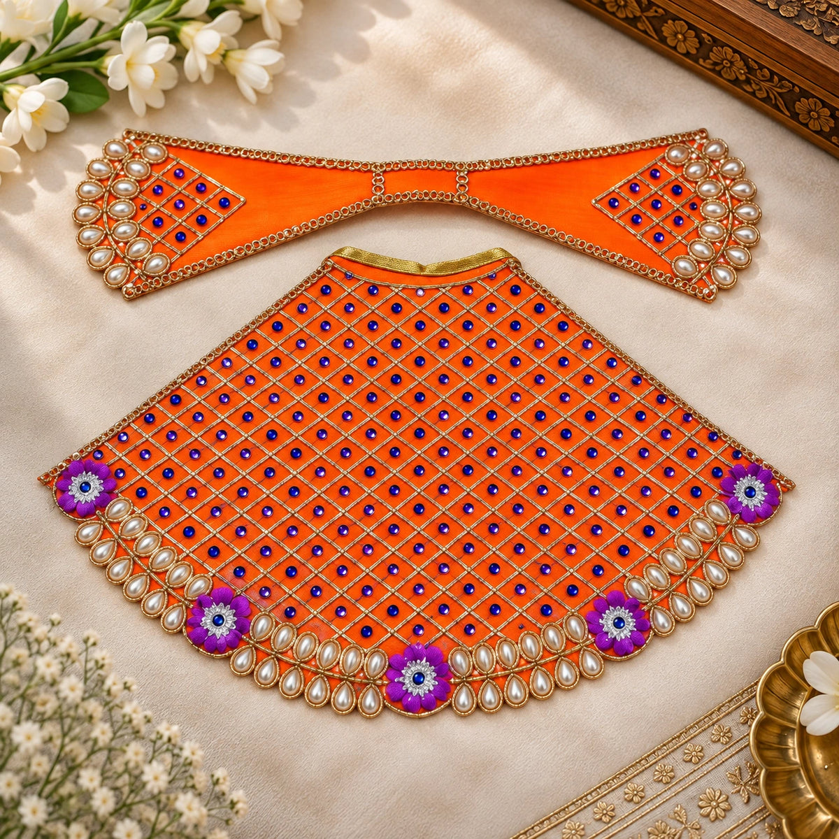 Braj Madhurima Lehenga Patka Poshak - Orange