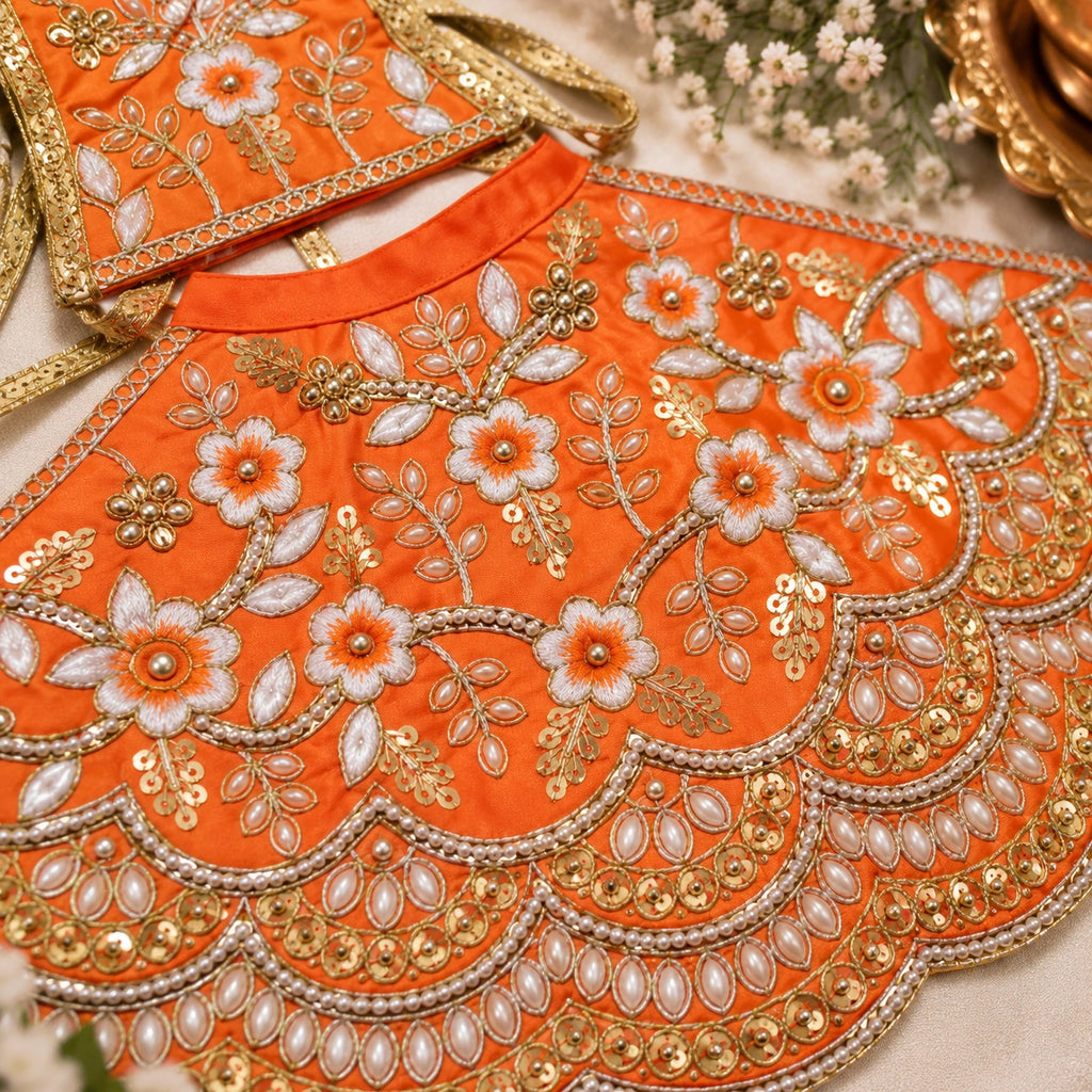 Braj Pushp Madhuri 3 Pcs Durga Mata Poshak - Orange
