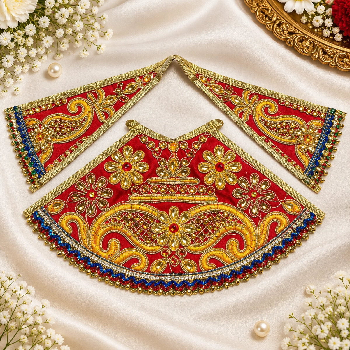Braj Rajsi Shringar Lehenga Patka Poshak - RedGold