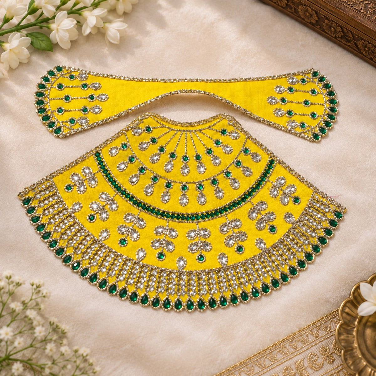 Braj Neel Ratna Lehenga Patka Poshak- Yellow