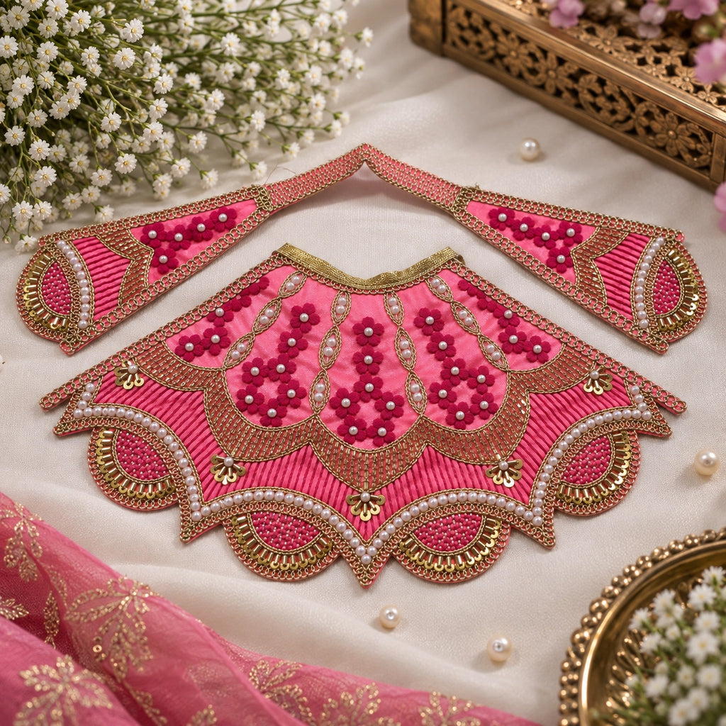 Braj Pushpa Madhuri Lehenga Patka - DarkPink