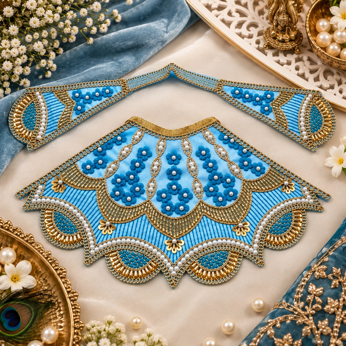 Braj Pushpa Madhuri Lehenga Patka - Blue