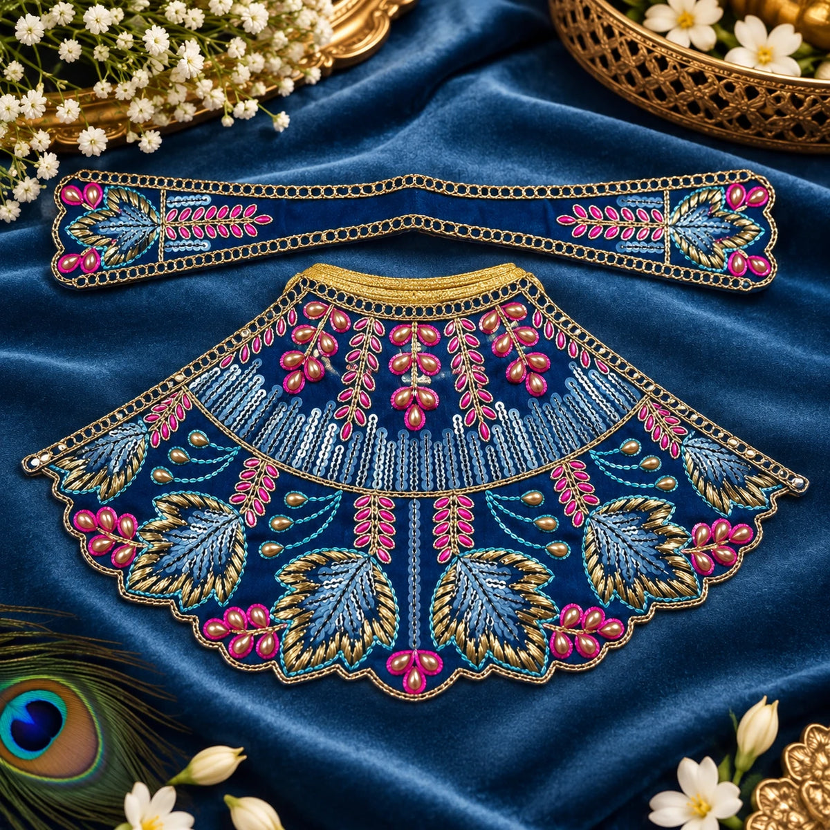 Braj Kusum Madhavi Lehenga Patka Poshak- Blue