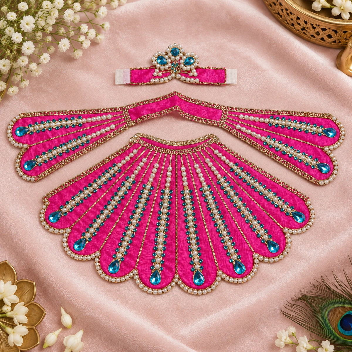 Braj Neelam Madhavi 3pcs Lehenga Patka Poshak-  Pink