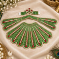 Braj Neelam Madhavi 3pcs Lehenga Patka Poshak-  Green