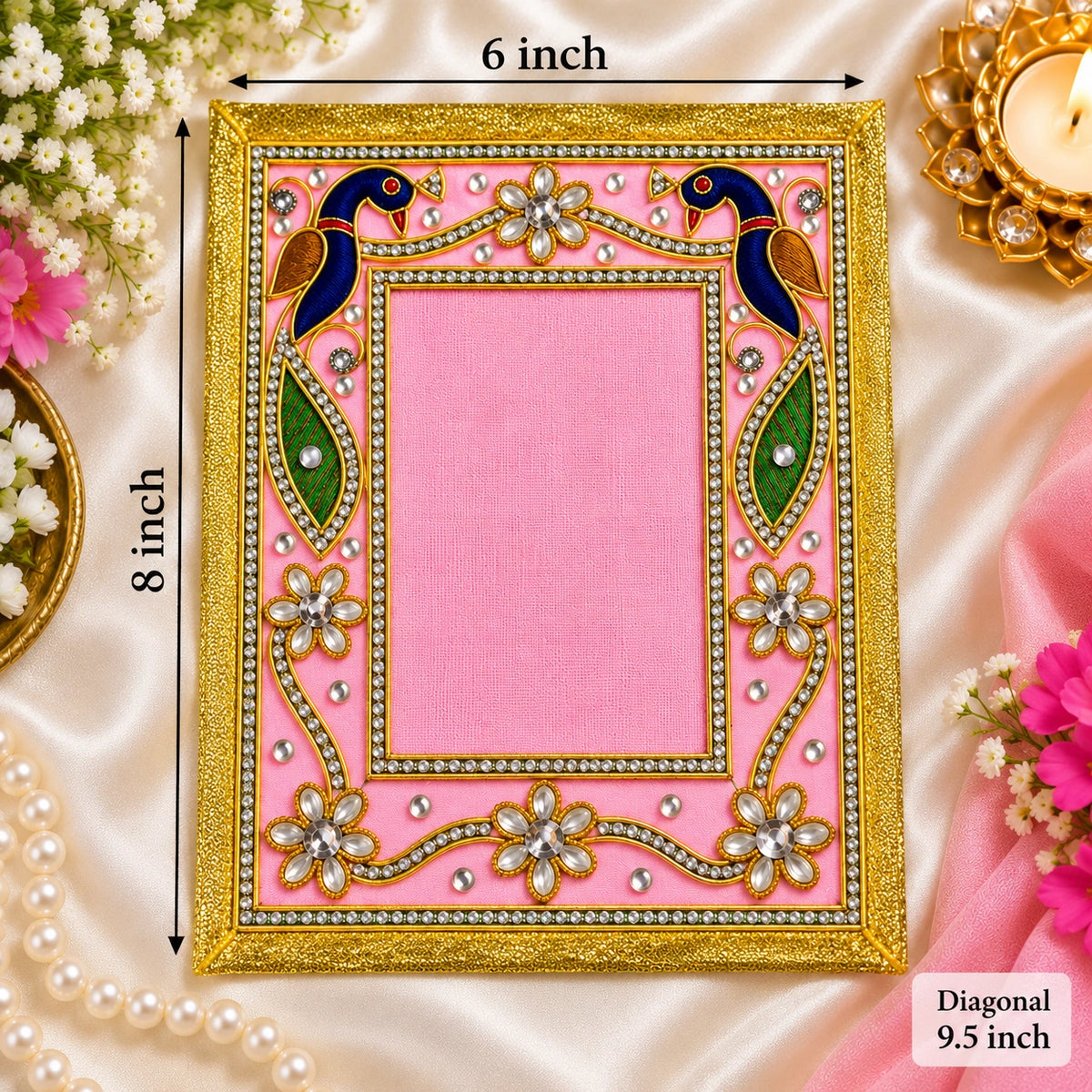 Braj Rajsi Mayur Photo Frame Poshak - Pink