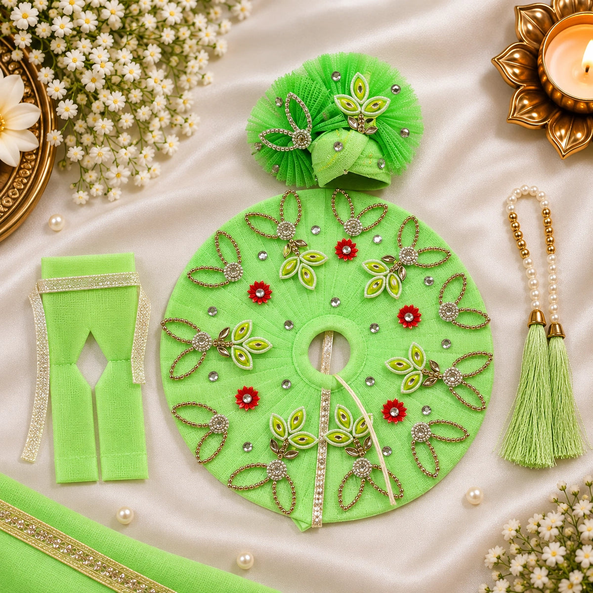 Shri Braj Phool Shringar Laddu Gopal Poshak - Green